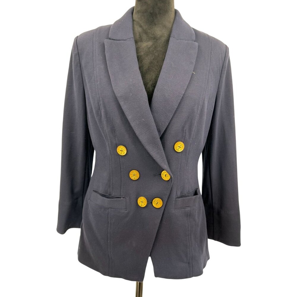 Cabi‎ Nautical Blazer Fisherman 8 Navy Double Breasted Gold Buttons New England